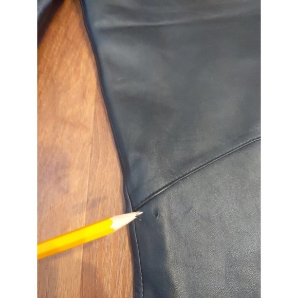 Excelled Black Leather Motorcycle Dress Pants Mens 34 x 27 Lined Belted  Hot - Picture 2 of 4